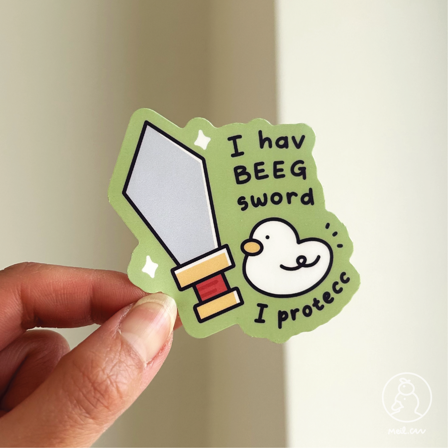 I Hav Beeg Sword, I Protecc - Matte Die Cut Sticker | Cute Sticker