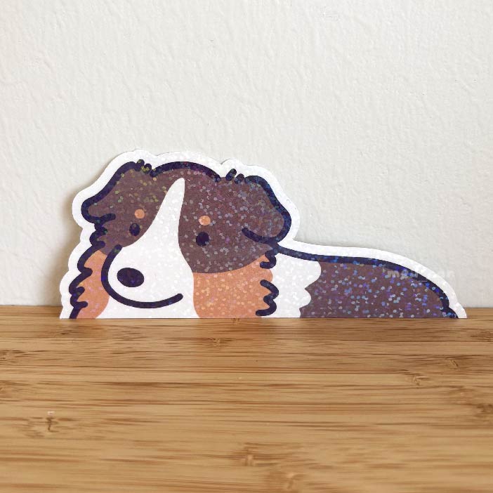 "Australian/American Shepherd" Dog Car Decal Peeker Sticker | Die Cut Holographic Stickers