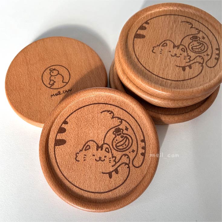 Potion Kitty | Engraved Wooden Coaster *UPGRADED