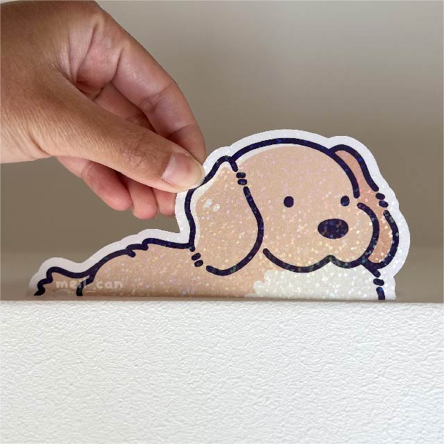 "Golden Retriever" Dog Car Decal Peeker Sticker | Die Cut Holographic Stickers