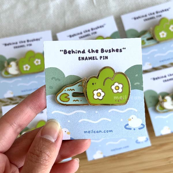 "Behind the Bushes" Sliding Enamel Pin