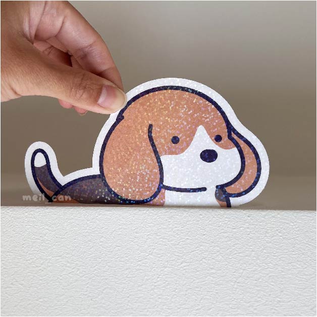 "Beagle" Dog Car Decal Peeker Sticker | Die Cut Holographic Stickers