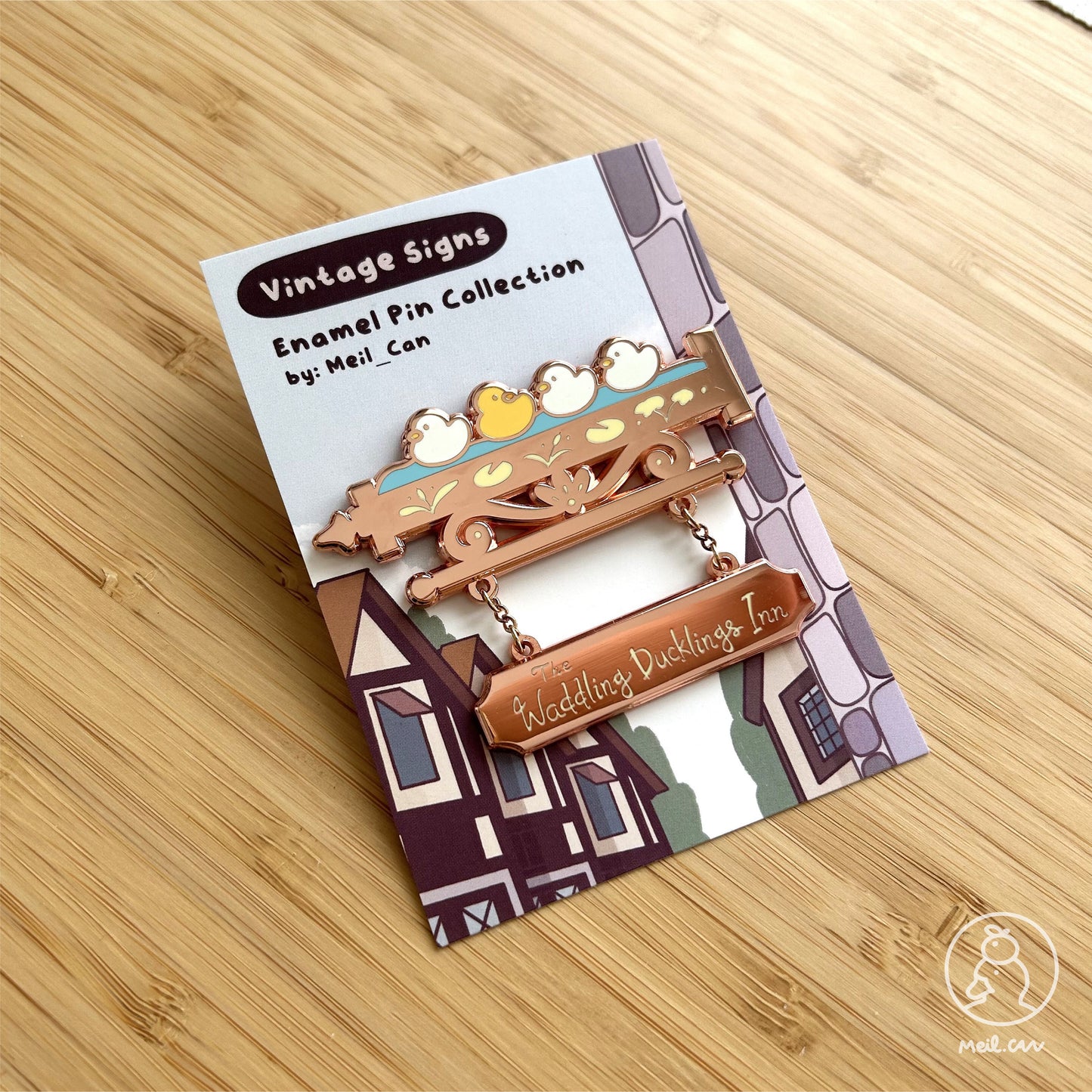 The Waddling Duckling Inn - Vintage Signs Enamel Pin