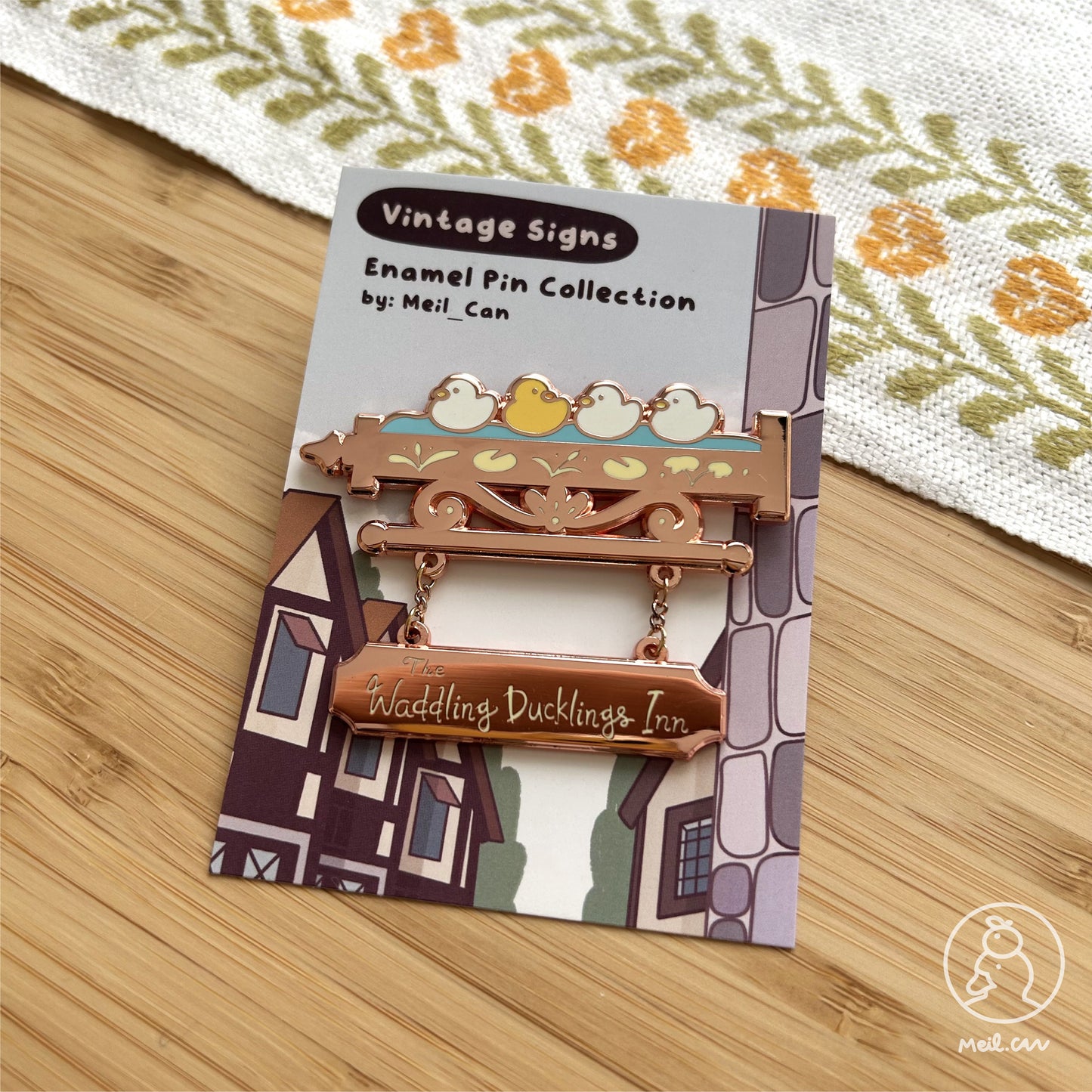 The Waddling Duckling Inn - Vintage Signs Enamel Pin