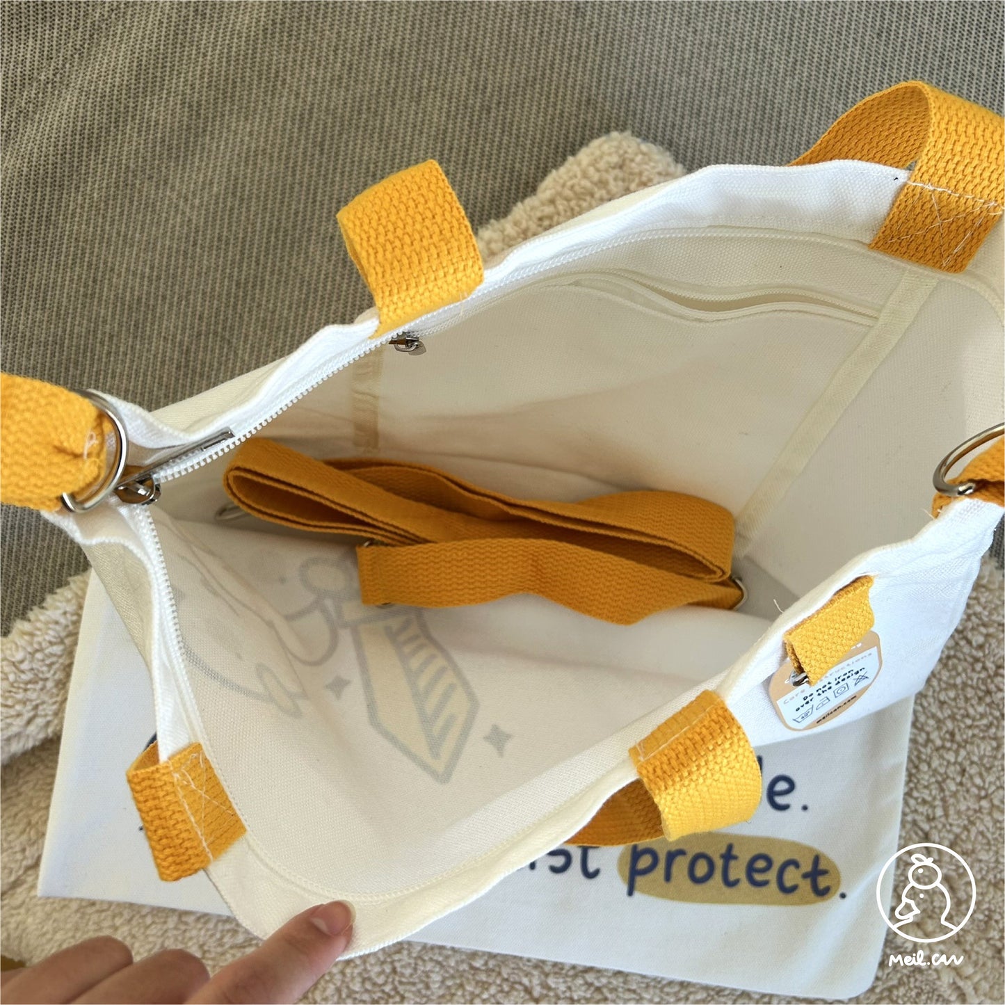 Loot Inside. Must Protect! Duck with Sword & Staff Canvas Tote Bag - Cute RPG Duck Tote Bag