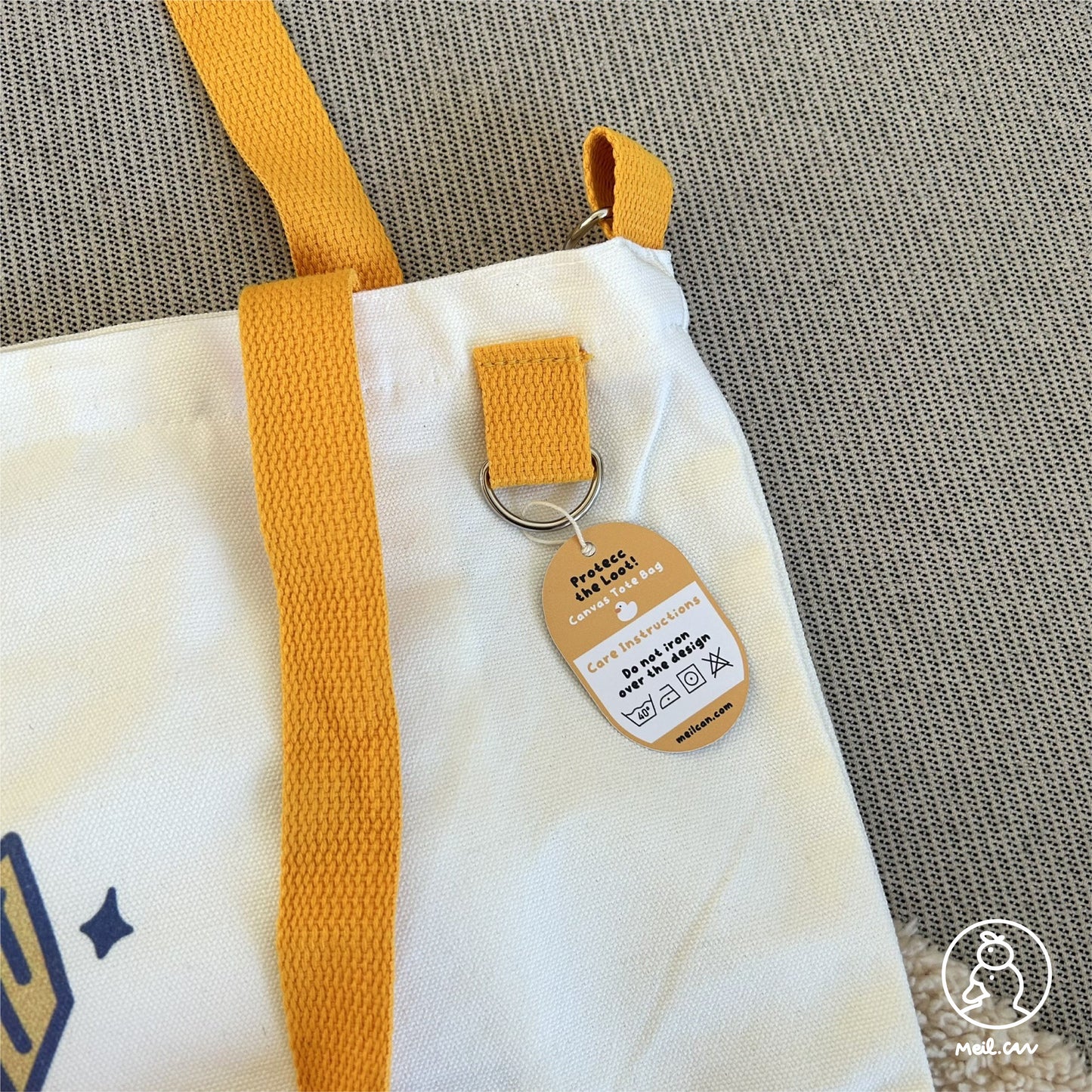 Loot Inside. Must Protect! Duck with Sword & Staff Canvas Tote Bag - Cute RPG Duck Tote Bag