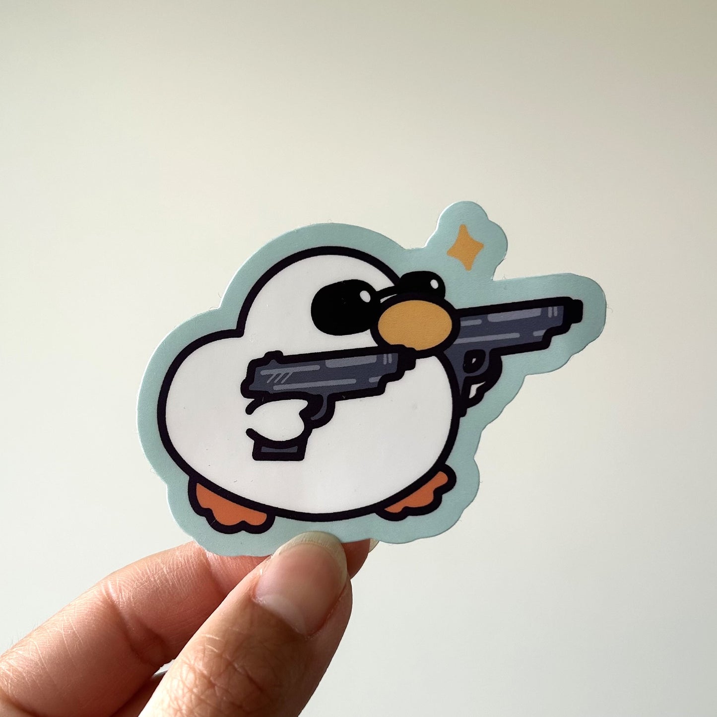 Duck with Guns - Matte Duck Die Cut Sticker | Cute Sticker