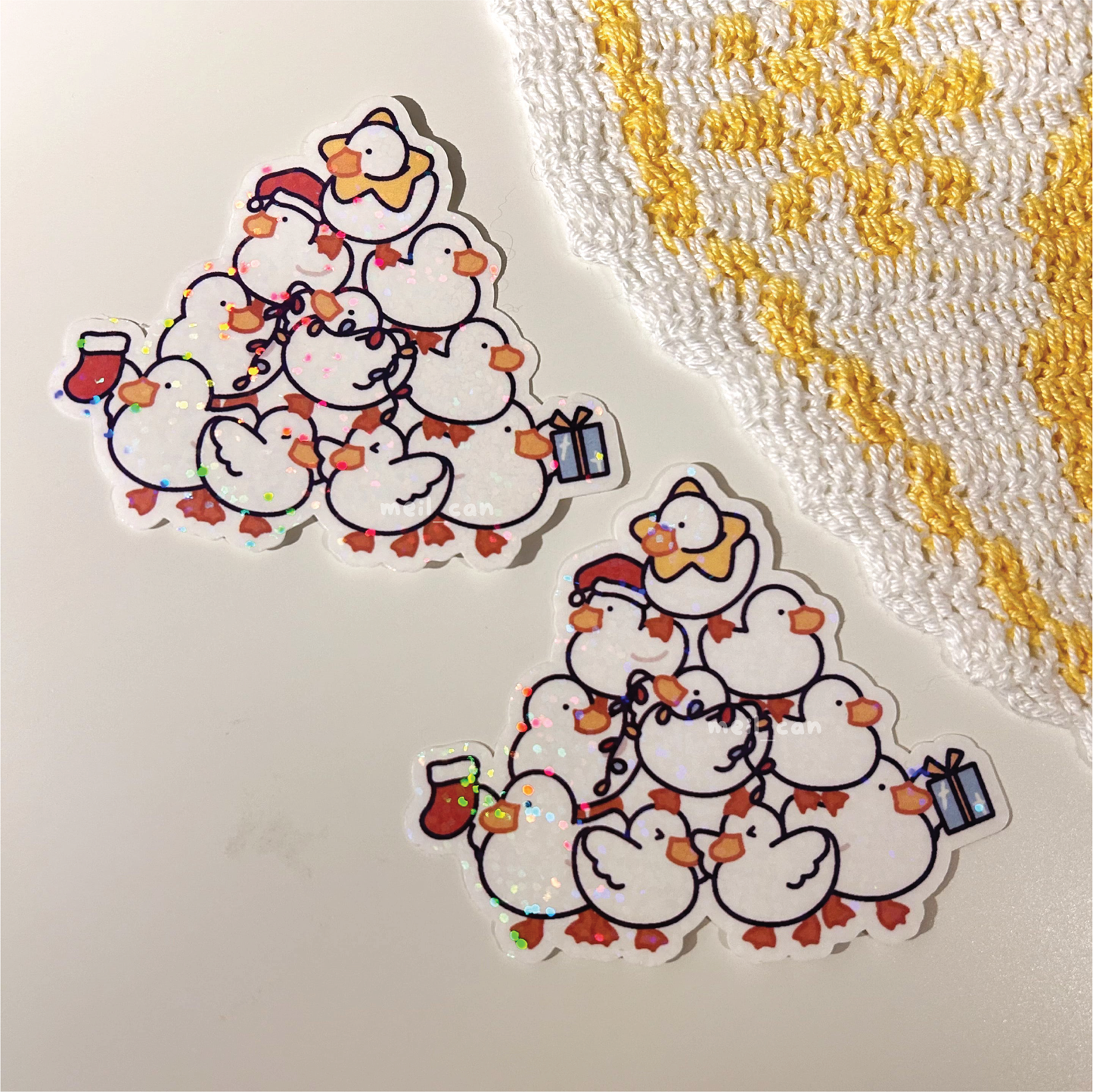Duckmas Tree Holographic Die Cut Sticker | Christmas Duck Sticker
