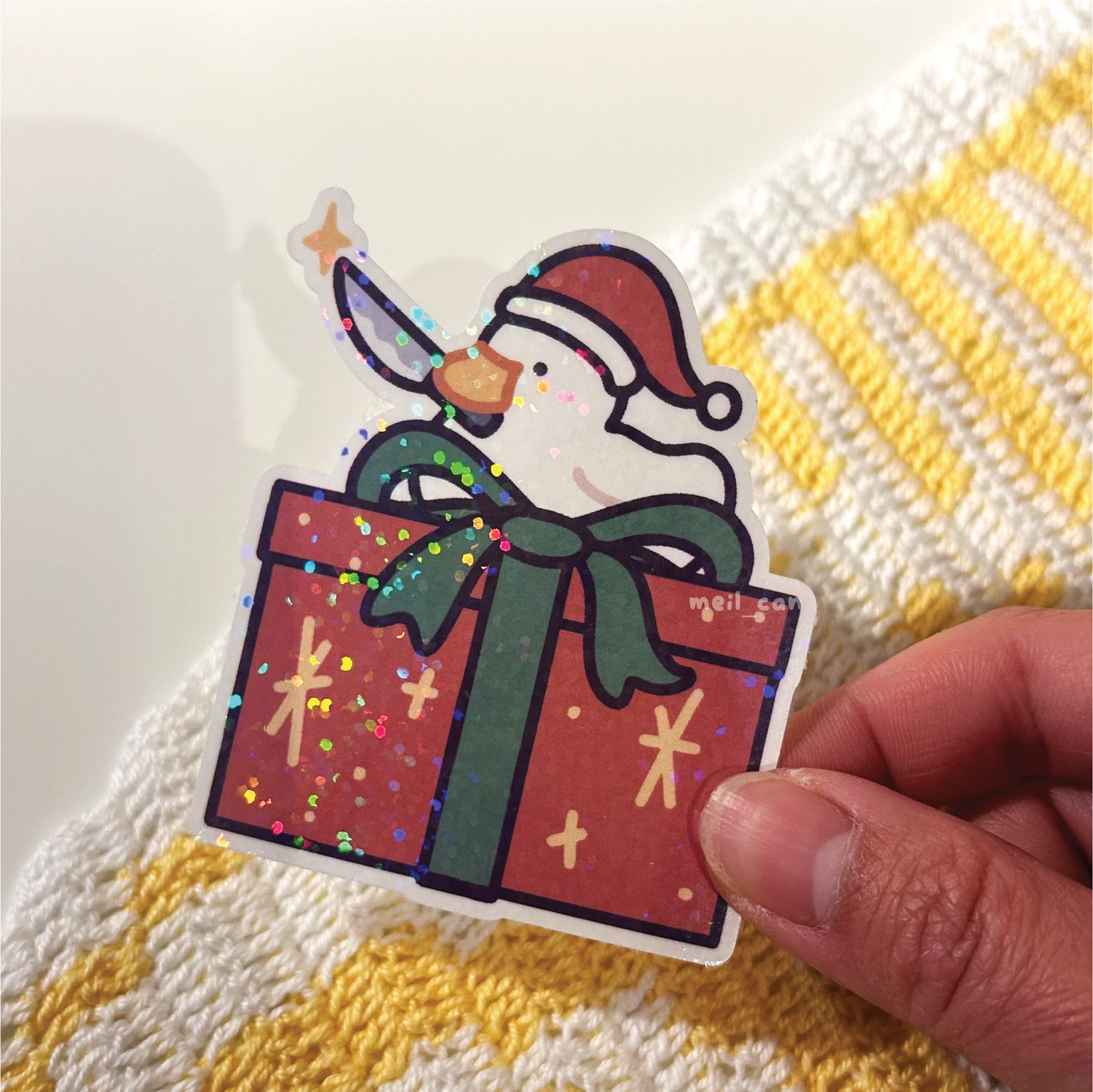 He Protecc Your Gift Holographic Die Cut Sticker | Christmas Duck Sticker