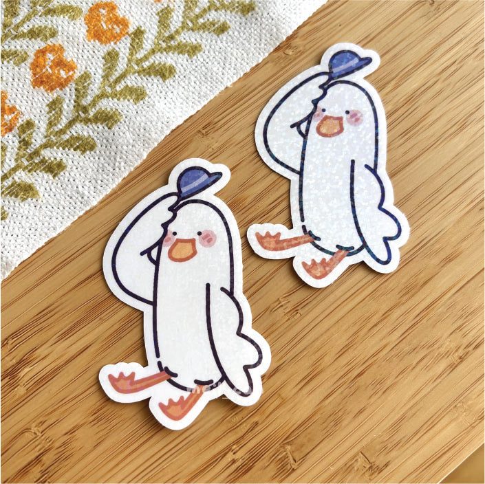 Tall Duck Tip Hat Holographic Die Cut Sticker | Duck Sticker