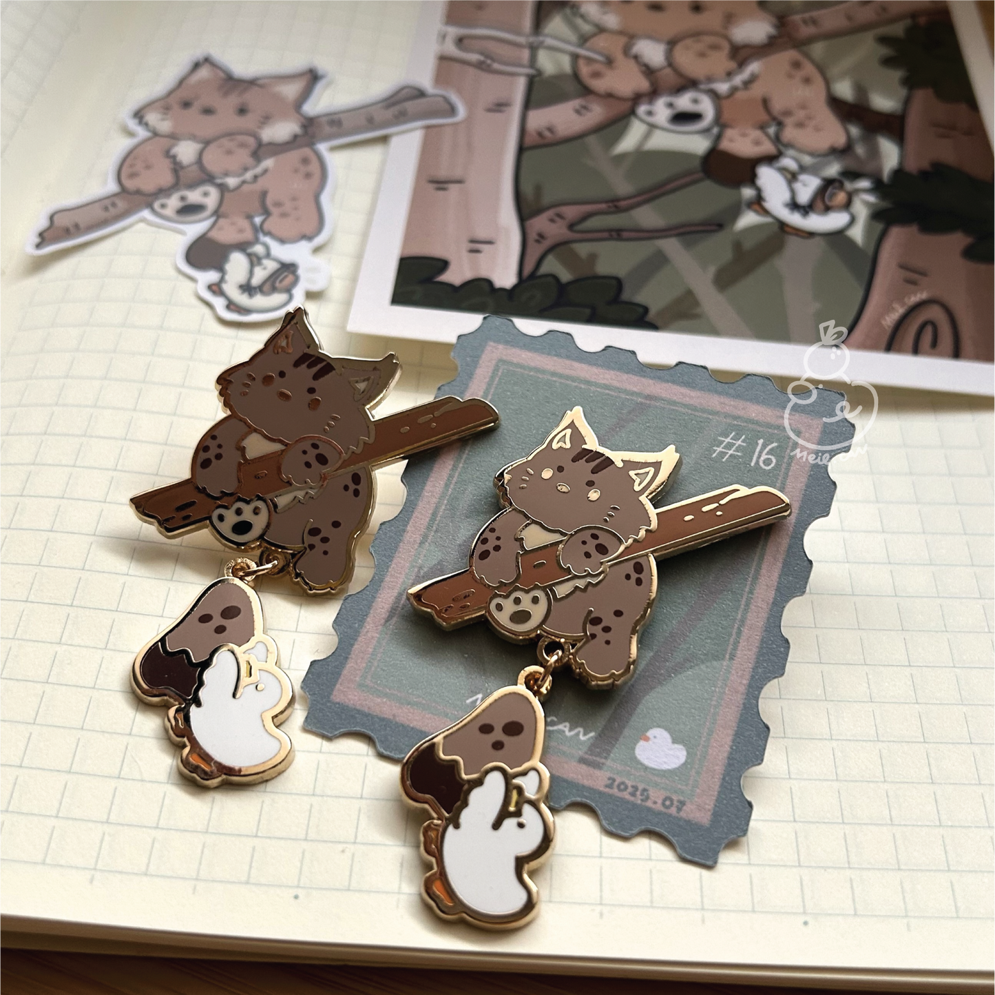 July 2025 rewards - Duckie Membership Ko-fi Archive | Enamel Pin, Artprint, Sticker