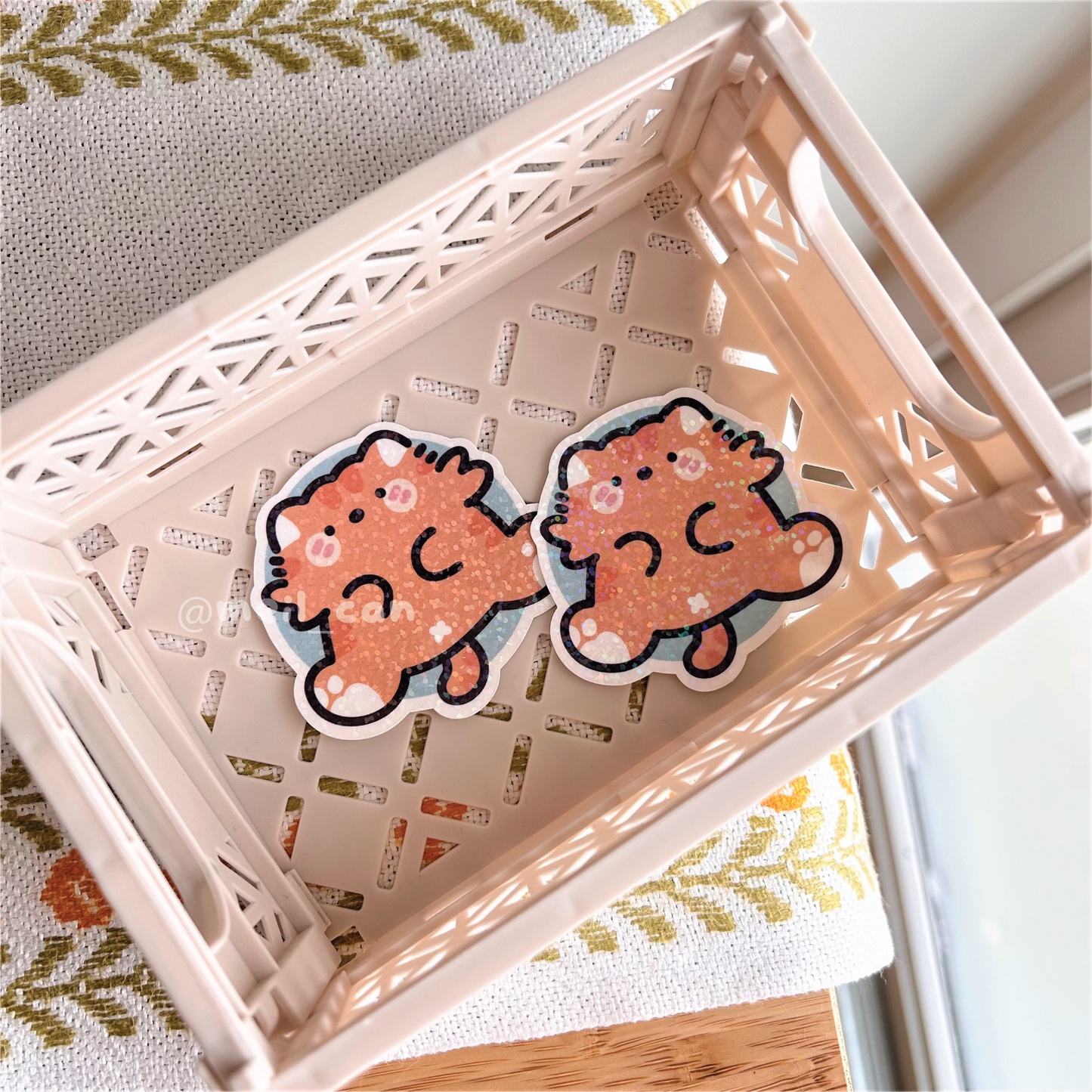 Cat Showing Her Belly - Cat Holographic Die Cut Sticker