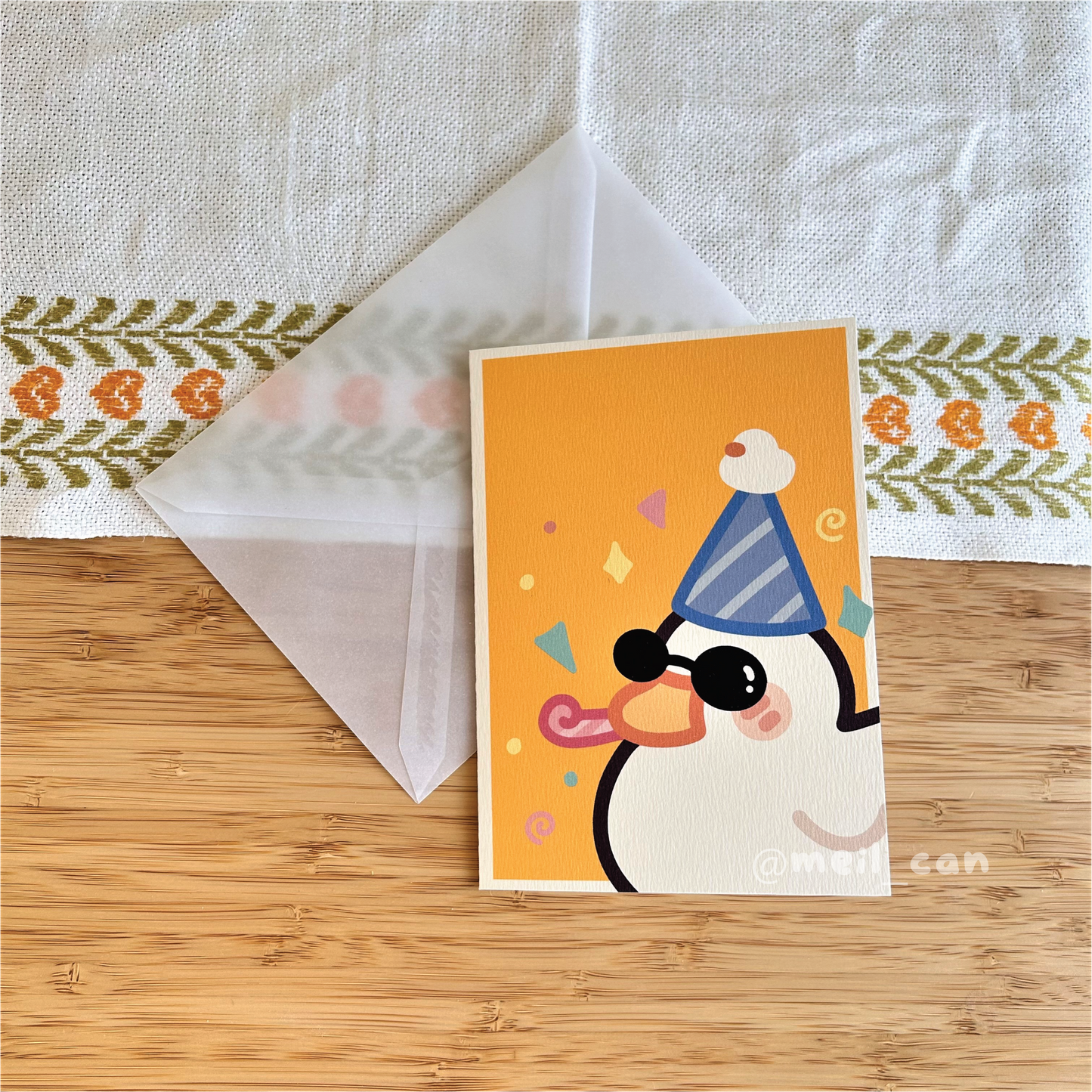Duckie with a Party Hat - Duck Birthday Card - Greeting Card
