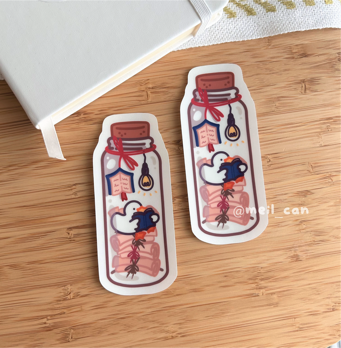 Duckie Reads a Book - Transparent Clear Die Cut Sticker - Duck Stickers