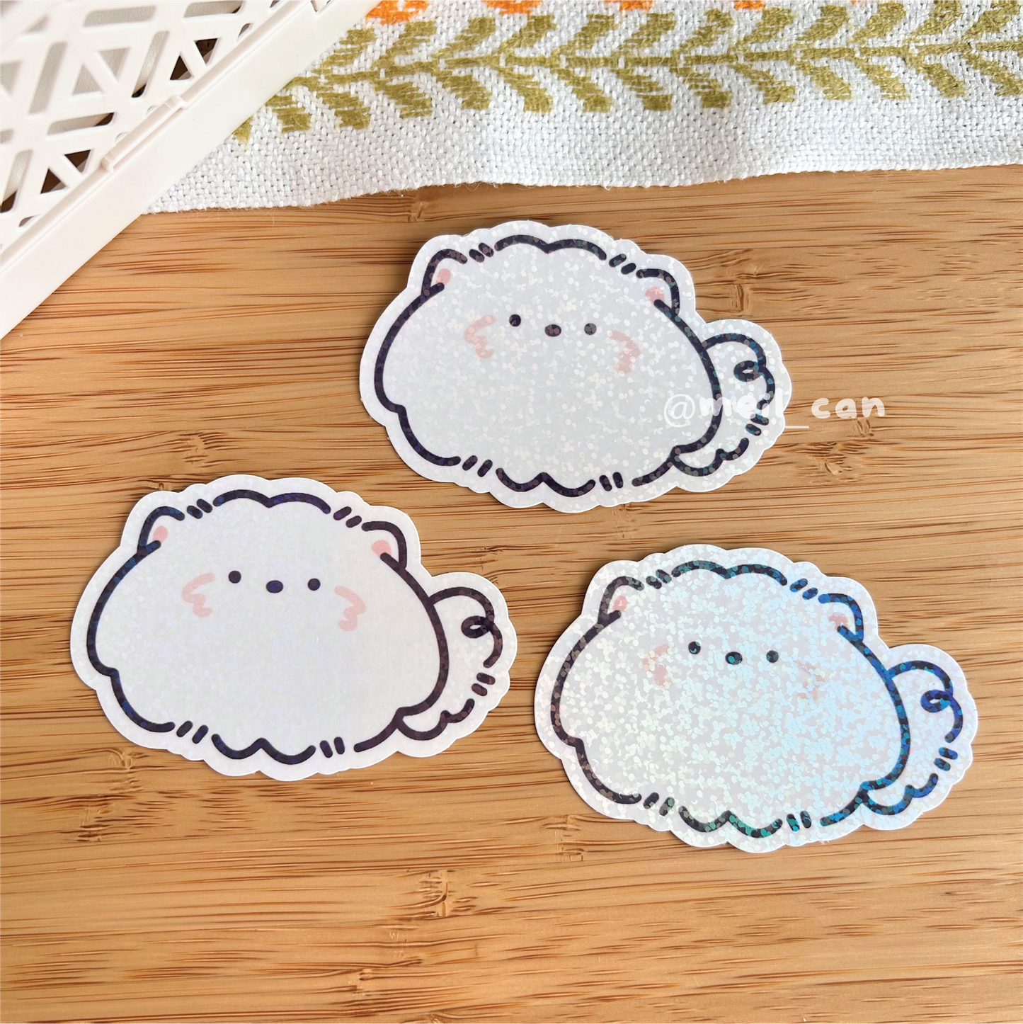 White Pomeranian - Dog Holographic Die Cut Sticker