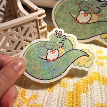 Year of Dragon - Duckie Holographic Die Cut Sticker | Cute Duck Sticker