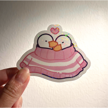 We're Duckin' Inseparable - Duckie Holographic Die Cut Sticker | Cute Duck Sticker