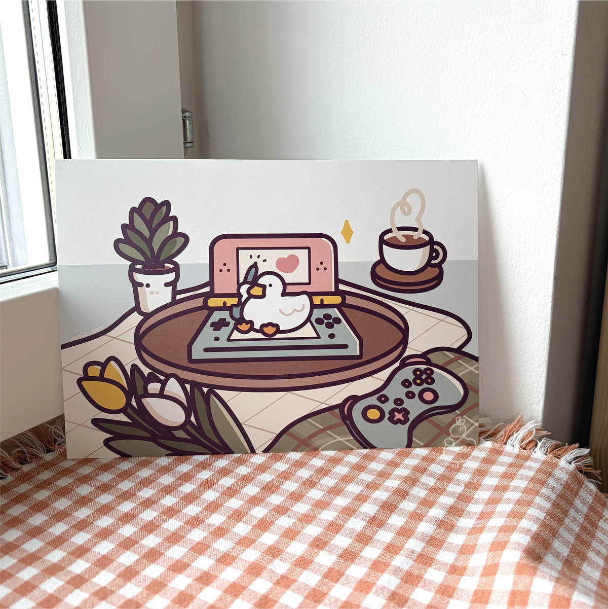 Cozy Gaming with Duckie - A5 Size Art Print