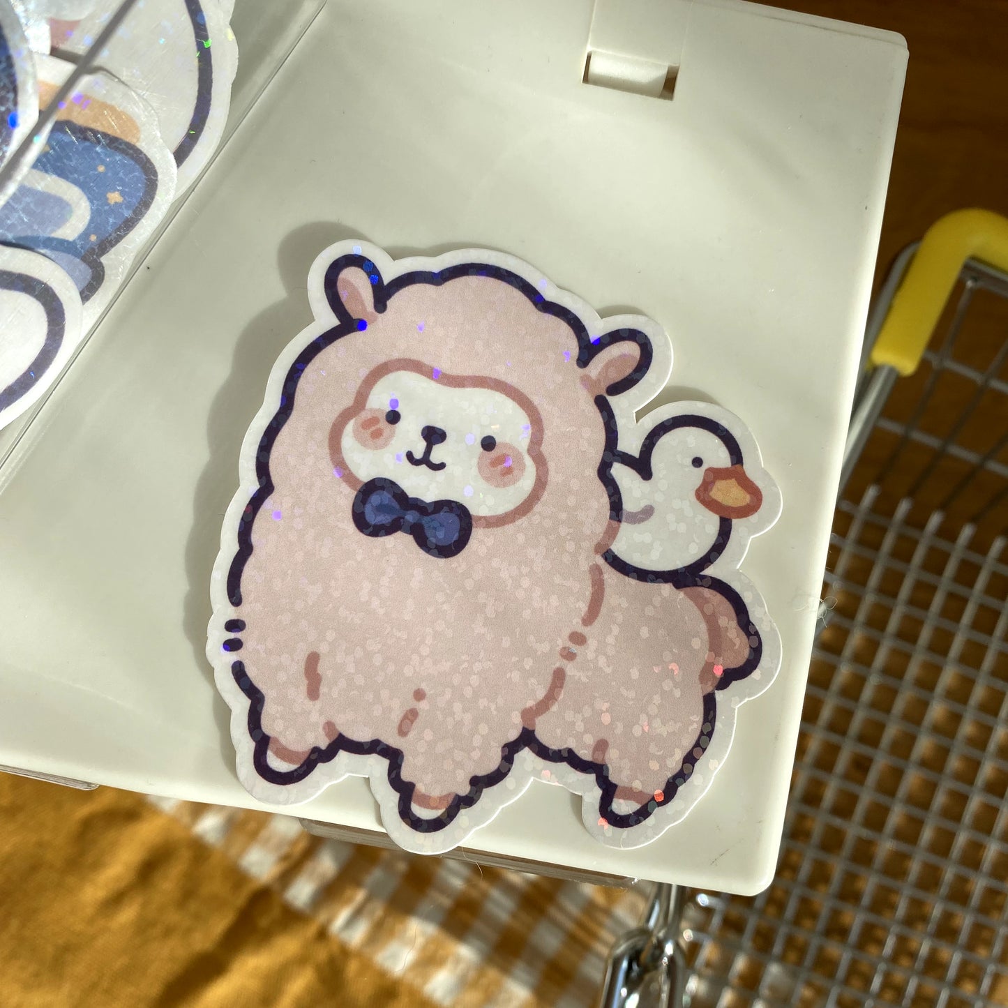 Alpaca Friend Duckie Holographic Die Cut Sticker