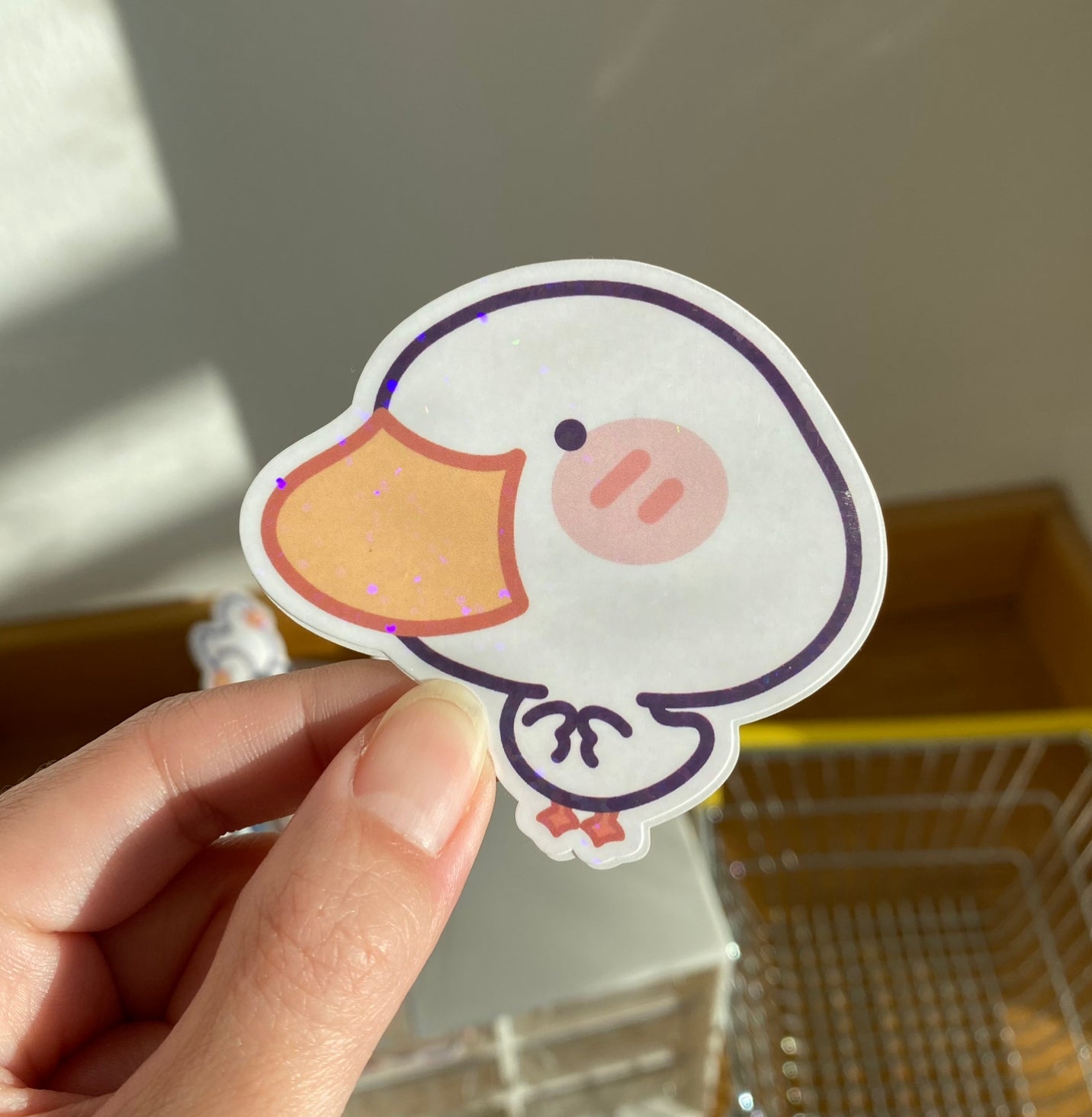 Jumbo Head Duckie Die Cut Sticker - Duck Stickers