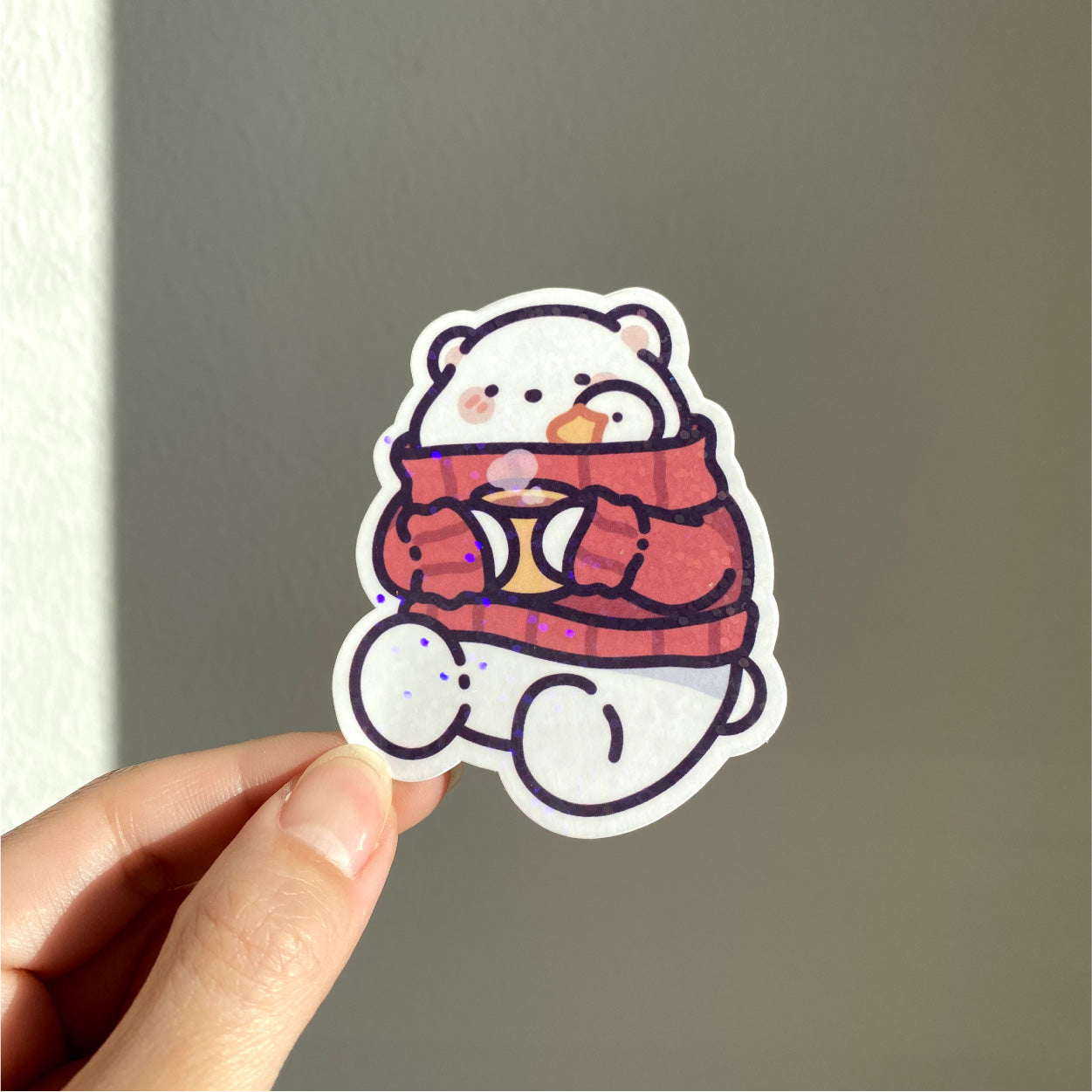 Pollo and Duckie in Sweater Holographic Die Cut Sticker - Duck Stickers