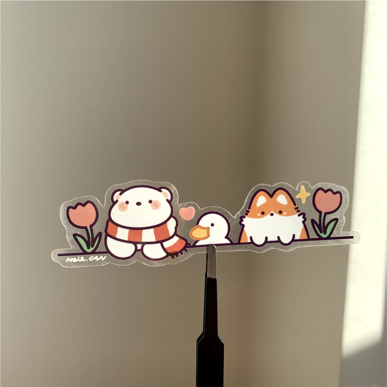 Duckie, Corgi & Pollo - Transparent Clear Die Cut Sticker - Duck Stickers