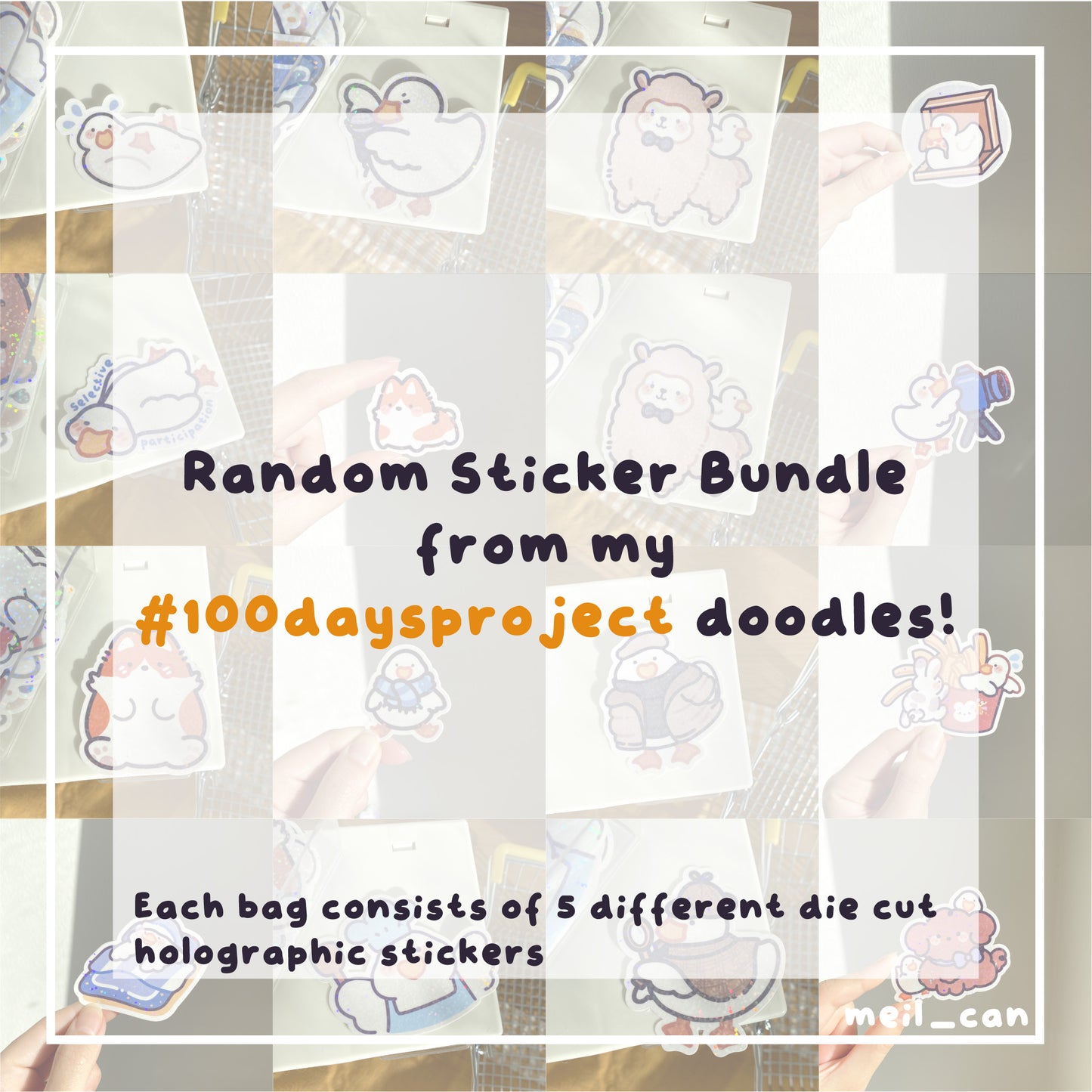 #100daysproject - Random Holographic Die Cut Sticker Bundle