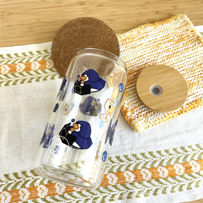 Duckgeon Master | Cute Double Walled Glass Cup with Bamboo Lid and Glass Straw *NEW UPGRADE