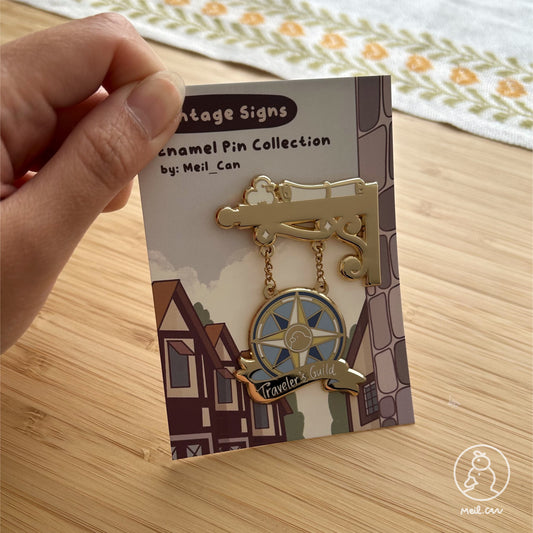Traveler's Guild- Vintage Signs Enamel Pin
