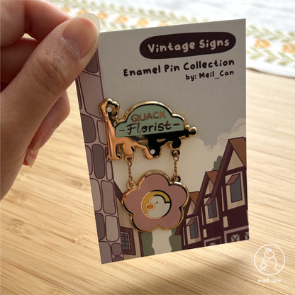 Quack Florist - Vintage Signs Enamel Pin