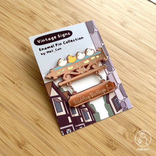 The Waddling Duckling Inn - Vintage Signs Enamel Pin