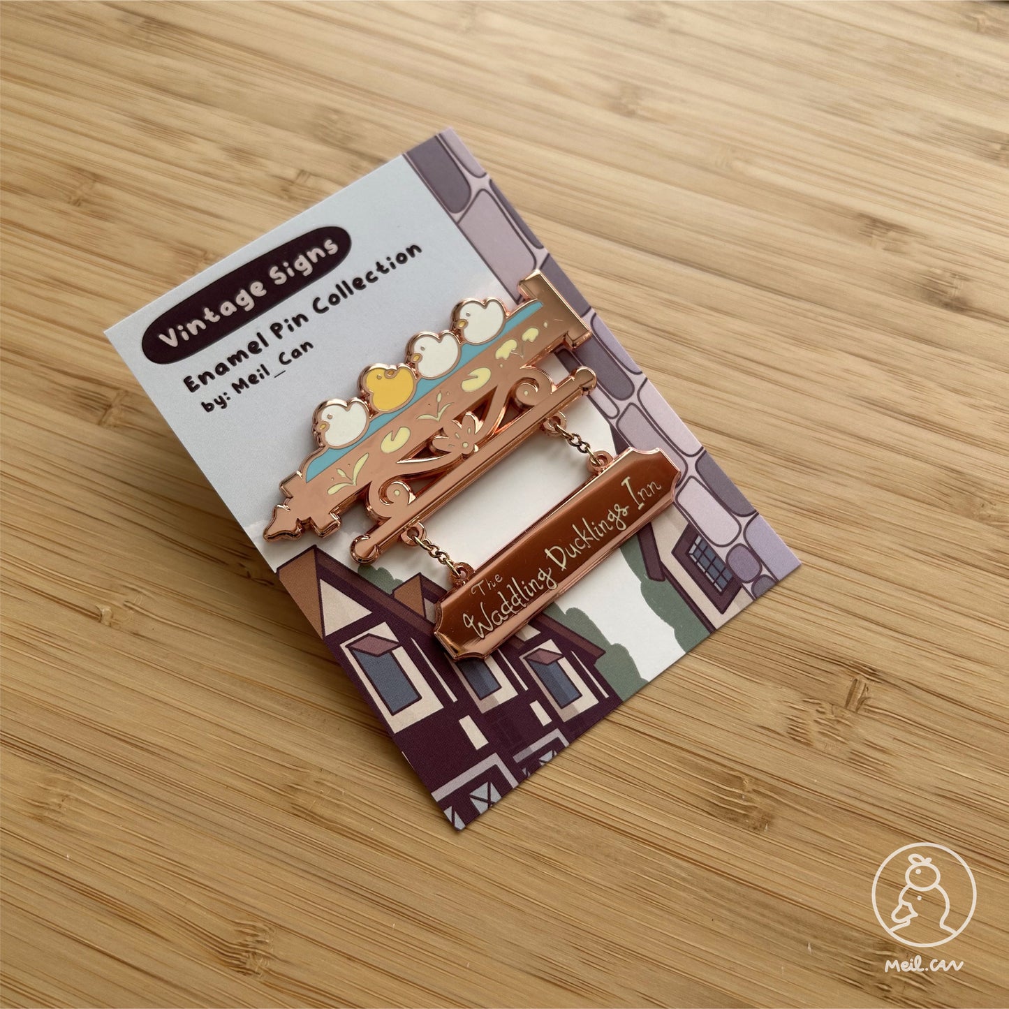 The Waddling Duckling Inn - Vintage Signs Enamel Pin