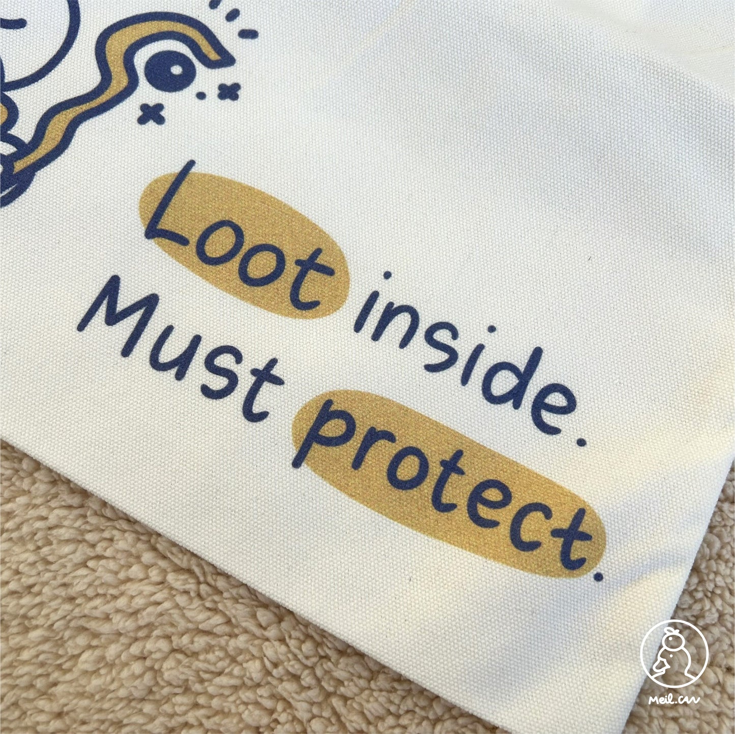 Loot Inside. Must Protect! Duck with Sword & Staff Canvas Tote Bag - Cute RPG Duck Tote Bag