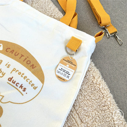 Caution, Protected By Ducks Canvas Tote Bag - Cute RPG Duck Tote Bag