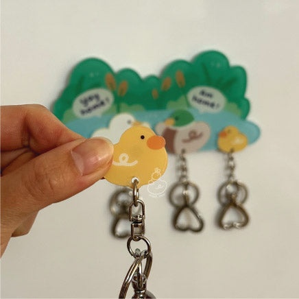 Magnetic Acrylic House Key Holder "The Ducks Family" - 4 Ducks (2 Ducks + 2 Ducklings)