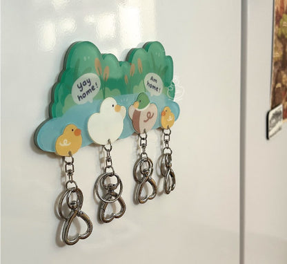 Magnetic Acrylic House Key Holder "The Ducks Family" - 4 Ducks (2 Ducks + 2 Ducklings)