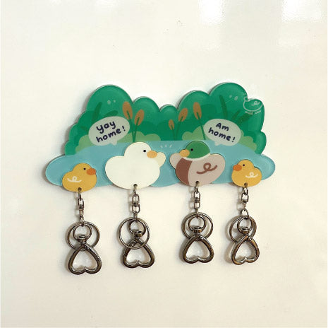 Magnetic Acrylic House Key Holder "The Ducks Family" - 4 Ducks (2 Ducks + 2 Ducklings)