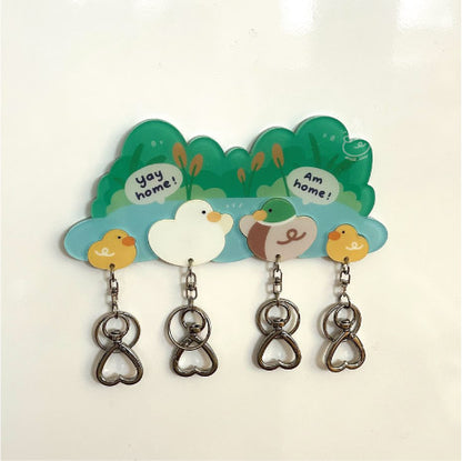 Magnetic Acrylic House Key Holder "The Ducks Family" - 4 Ducks (2 Ducks + 2 Ducklings)