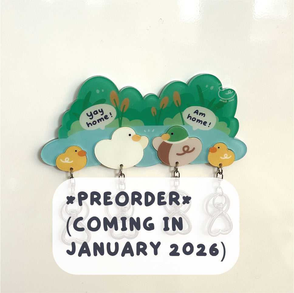 Magnetic Acrylic House Key Holder "The Ducks Family" - 4 Ducks (2 Ducks + 2 Ducklings)