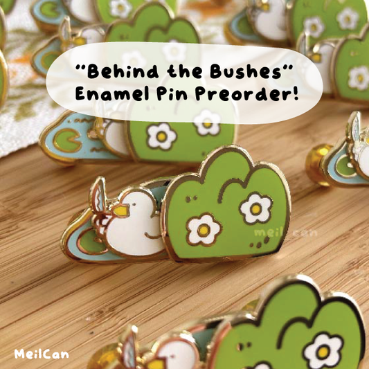 "Behind the Bushes" Sliding Enamel Pin *2ND ROUND OF PREORDER* | Estimate shipping date & restock coming: end of August l