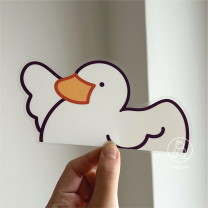 "Duckie Says Hi" Duck Car Decal Peeker Sticker | Die Cut Clear Stickers