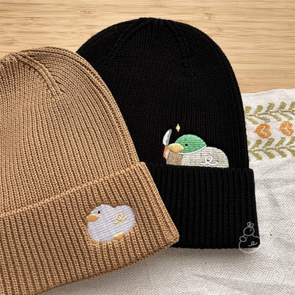 Beanie - Mallard Duck with Knife, Black