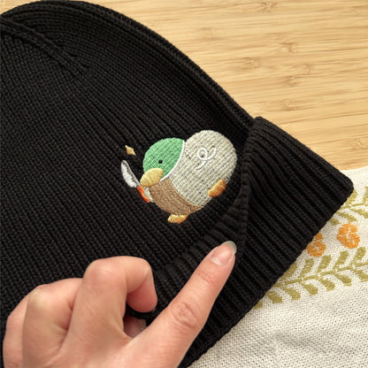 Beanie - Mallard Duck with Knife, Black