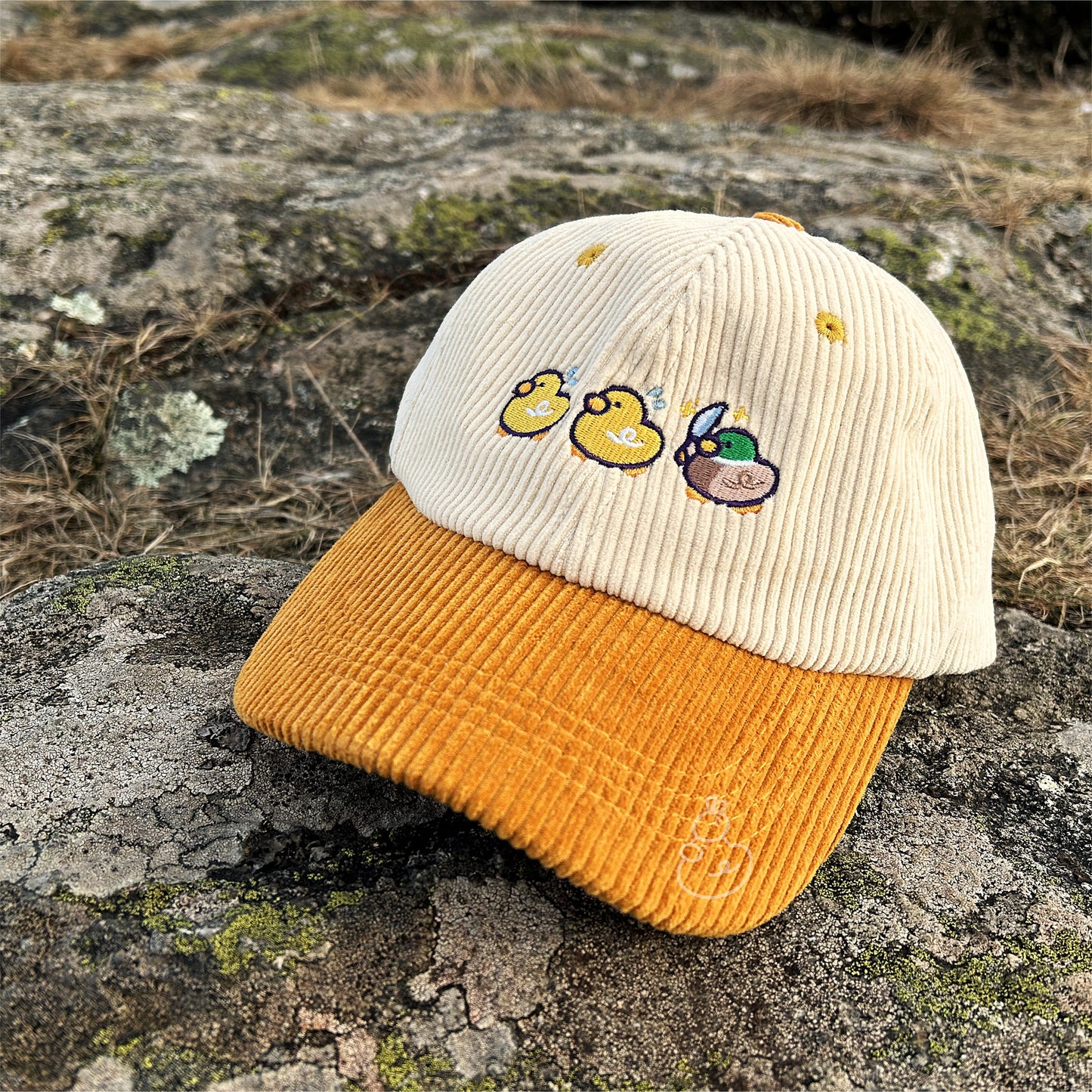 Two-Tone Corduroy Embroidered Hat - Chasing My Ducks