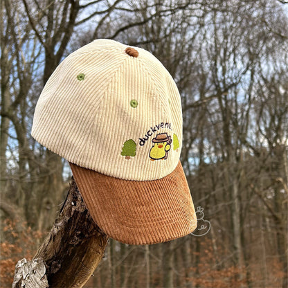 Two-Tone Corduroy Embroidered Hat - DUCKventurer