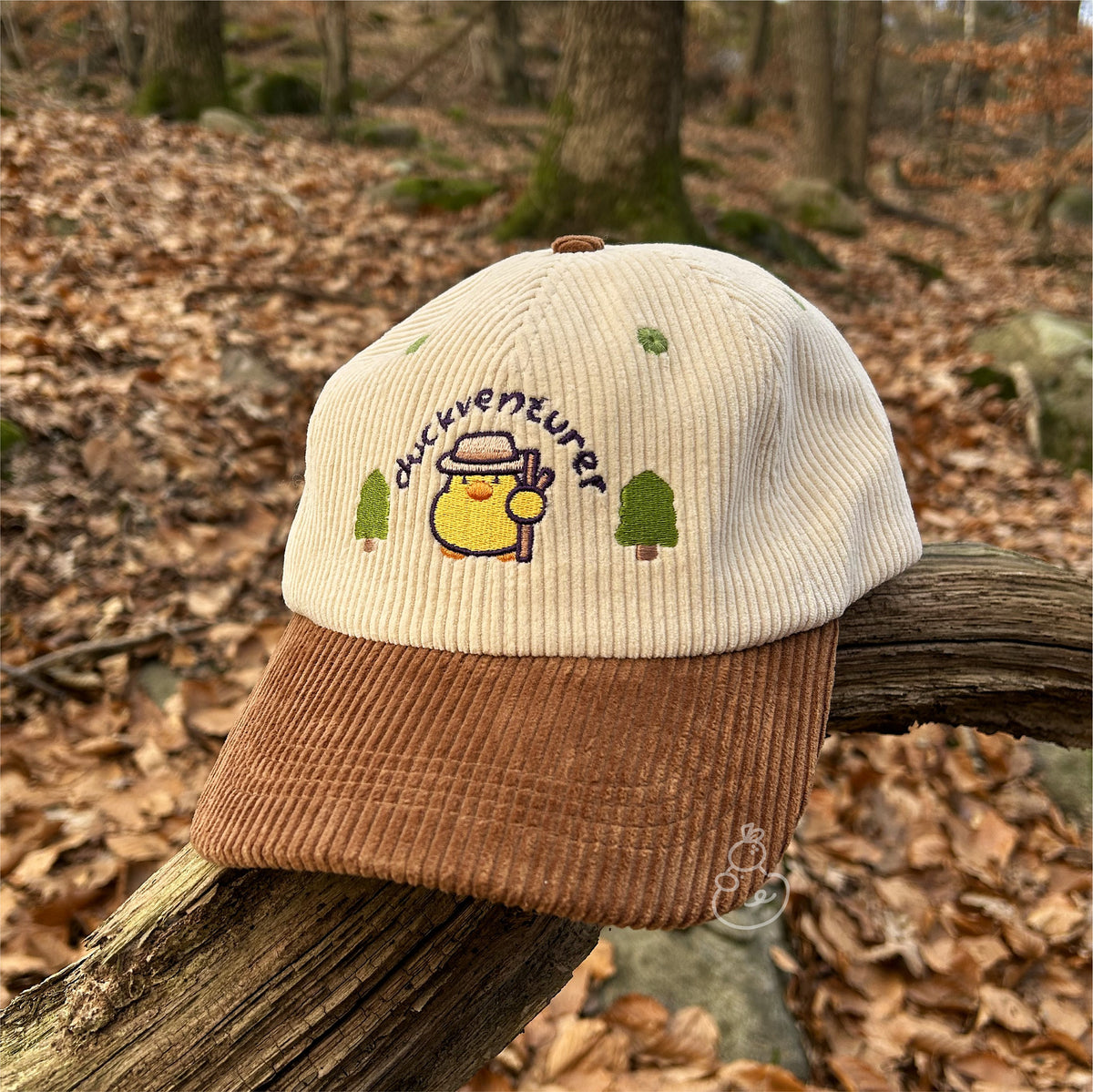 Two-Tone Corduroy Embroidered Hat - DUCKventurer – Meilcan display picture 2