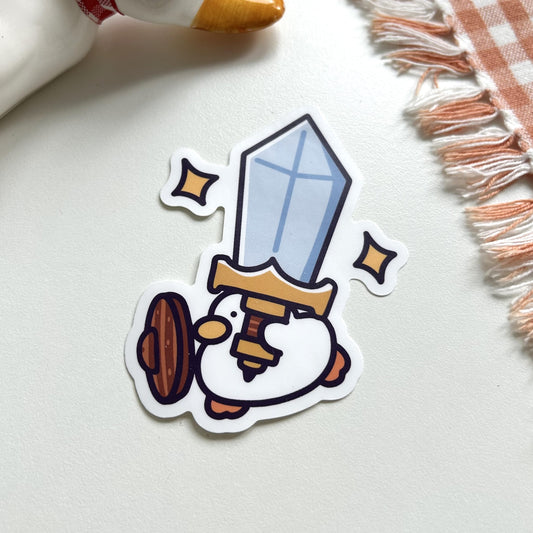 Sword Master Duck- Matte Duck Die Cut Sticker | Cute Sticker