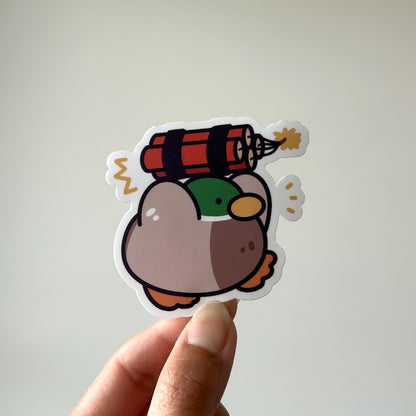 DUCKnamite - Duck With a Dynamite - Matte Duck Die Cut Sticker | Cute Sticker