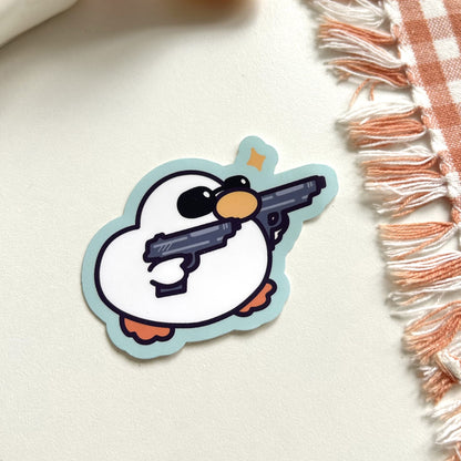 Duck with Guns - Matte Duck Die Cut Sticker | Cute Sticker