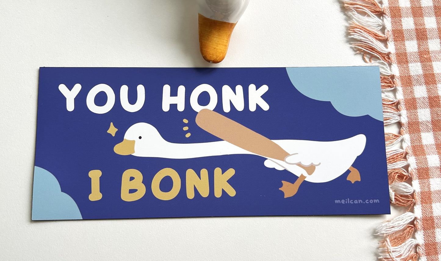 "You Honk, I Bonk" Duck Car Decal Bumper Magnet | Magnetic Deco